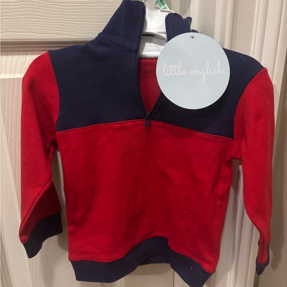 Little English Red and Navy Pullover